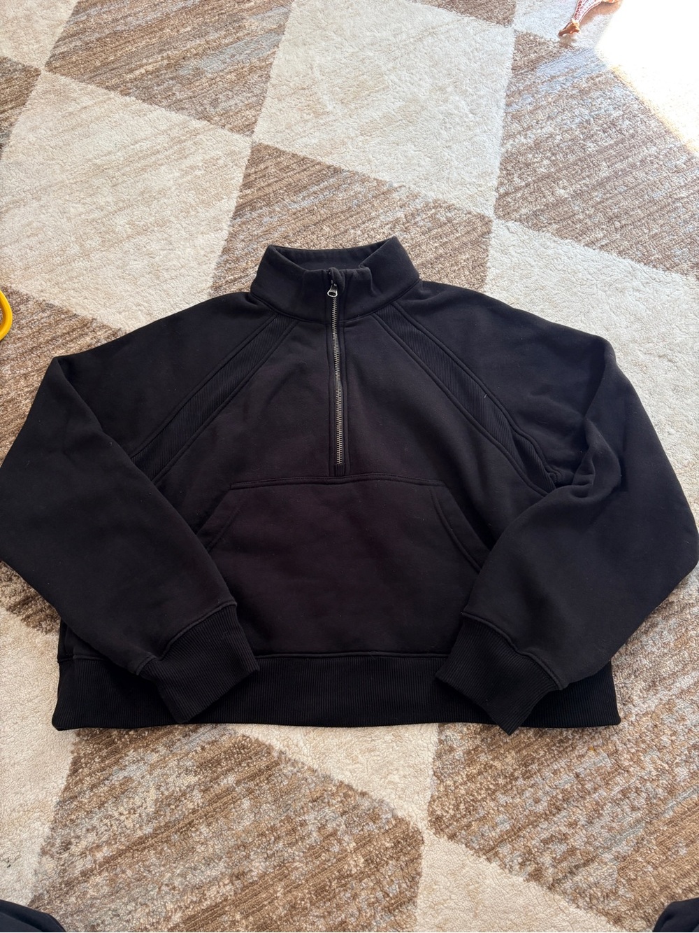 Black Half-Zip Pullover Hoodie Sweatshirt for Women